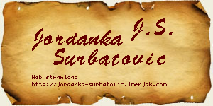 Jordanka Šurbatović vizit kartica